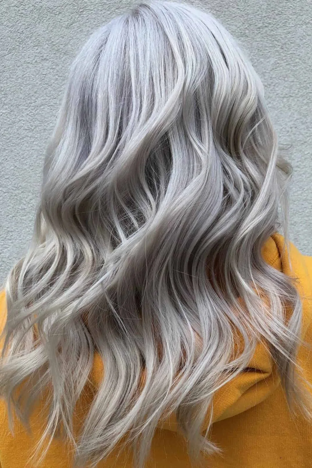 Long silver waves viewed from behind