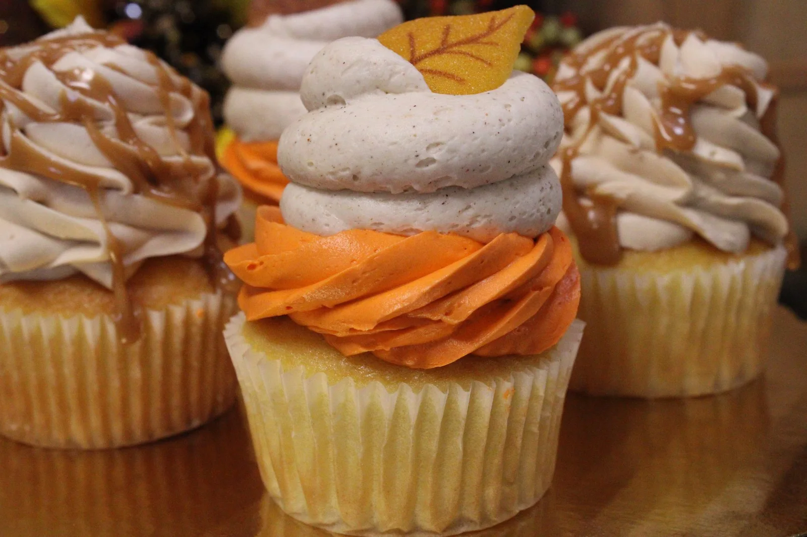 Decorated cupcakes in autumn colors