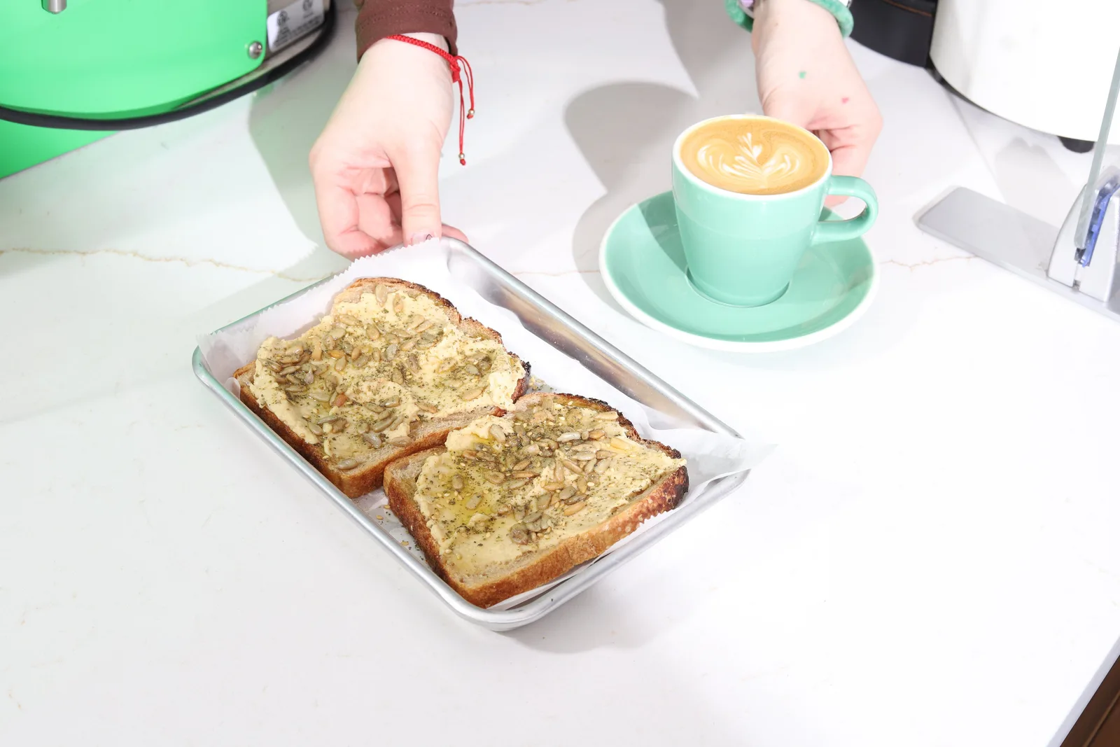 Toast and a latte at Greenstreet Coffee