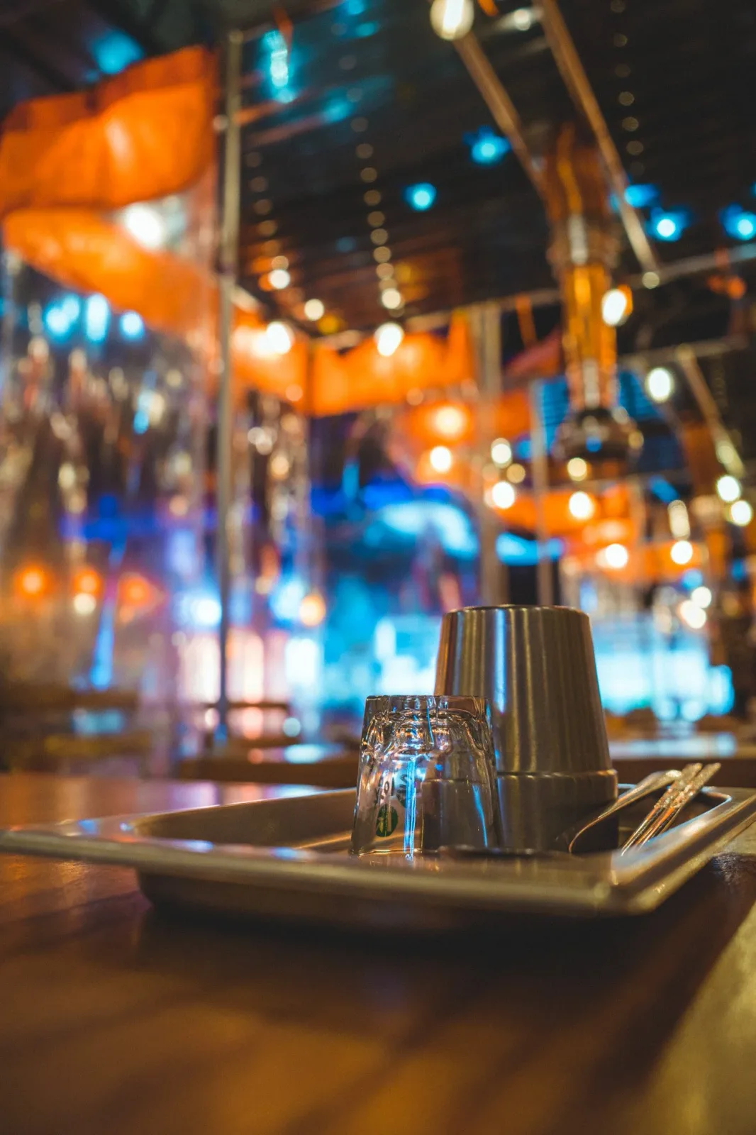 Table setting and lights inside Pocha Street