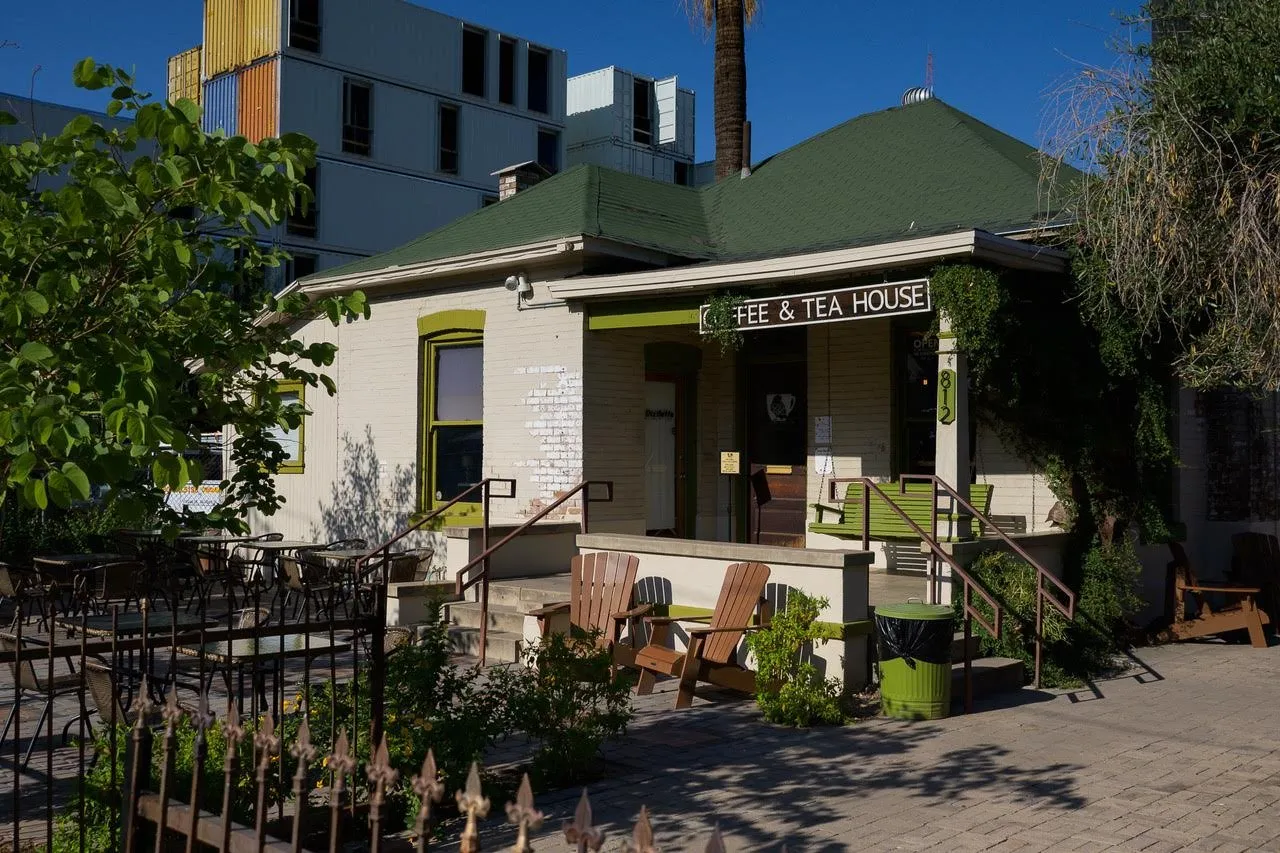 Songbird Coffee & Tea House in a historic bungalow with a front patio